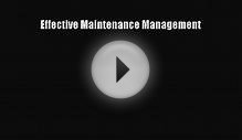 Download Effective Maintenance Management Ebook Free